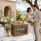 Large Wooden Wedding Card Box for Grad Party Reception Table with 50 Cards - Image 3