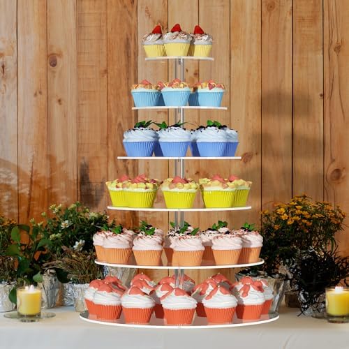 6 Tier Cupcake Stand Clear Acrylic Cupcake Tower for 60 Cupcakes - Image 3