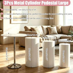 HAISIWLKJ 3PCS Cylinder Pedestal Stands for Parties, White Metal Round Cylinder Plinths Dessert Table Display Pillars for Birthday Wedding Bridal Baby Shower Party Decorations(Large) - Image 2