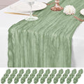 12 Pack Sage Green Table Runner 10Ft Cheesecloth Table Runner Rustic Gauze Table Runners Romantic Long Sage Sheer Fabric Cheese Cloth Table Runners for Wedding Party Bridal Baby Shower by Lumaycens