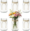 6 PCS 16oz Glass Mason Jars Flower Vases for Centerpieces, Clear by ZHURUININ