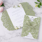 ponatia 25PCS Sage Green Laser Cut Invitation sleeves - Image 3