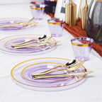 N9R 600PCS Purple Gold Plastic Plates, Disposable Dinnerware Set for Party - Image 4