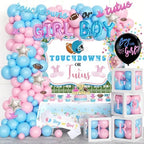 Touchdowns or Tutus Gender Reveal Decorations, Baby Boy or Girl Gender Reveal Decorations, Football Party Decor Backdrop Balloon Banner Tablecloth Cake Cupcake Topper Box Sash Pink Blue by Fiesec