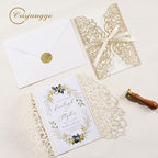 25pcs Glitter Wedding Invitations with Envelopes and RSVP Cards - Image 4