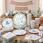 Pickmesh 250 Pcs Blue Boy Baby Shower Disposable Tableware Set Hello Sweet Boy Paper Plates Napkin Cup Cutlery with Sage Decoration for Gender Reveal Birthday Party Supply Baby Shower, Serve 50 Guest - Image 4