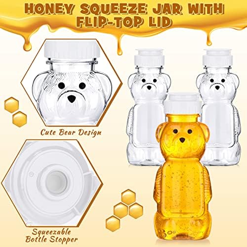 Thenshop 36 Pcs 8 oz Plastic Honey Bear Bottle Clear Squeeze, White Lid - Image 3