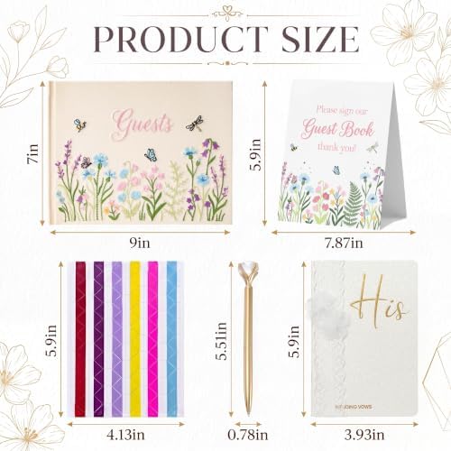 Wedding Guest Book and Vow Book Set Wildflower Embroidered Linen - Image 2