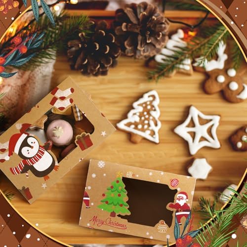 Funnymoom 36 Pcs Christmas Cookie Boxes with Clear Window 6 Design, Novel - Image 4