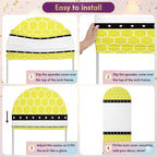 Vellow Honeycomb Stripes Polka Dot Patterr Arch Backdrop Cover 7.2 ft 2 Sided Wedding Arch Covers Stretchy Backdrop Round Top for Birthday, Party, Baby Shower Decorations - Image 5