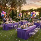 6 Pack Purple Spandex Tablecloths for 6 Foot Rectangle Tables, Wrinkle Free Stretchy Table Cloths 6ft Fitted Table Cover DeskSkirt for Weddings Birthday Party Banquet Baby Shower - Image 3