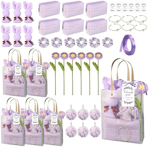 6 Sets Baby Shower Prizes for Winners Baby Shower Favors Gift Set including Towels Makeup Bags Bracelets Crocheted Daisies Headbands party favors for Guests and Games by Unknown