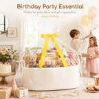 OIASKET XXL Large Empty Cotton Rope Gift Basket with Handles, 20.1"x14.6"x8.7" Decorative Woven Storage Basket with Gift Bag and Ribbon Set for Baby Shower, Toy Organizer for Kids, Dogs & Cats - White - Image 6