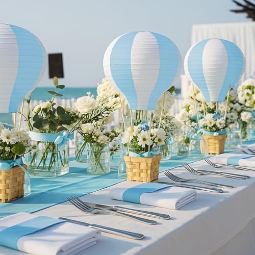 Meooeck 4 Sets Blue Hot Air Balloon Table Centerpieces Decor - Image 5