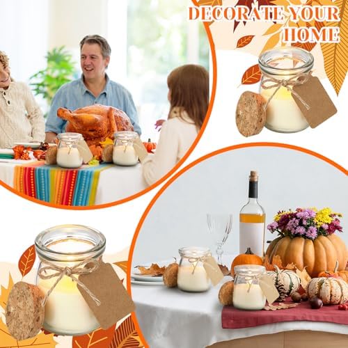 MTLEE 50 Pcs Thanksgiving Jars Candle Friendsgiving Gift for Guests Natural Wax Candles with DIY Cards Fall Gift for Wedding Baby Shower Party Favors Decor(Pumpkin Cake/red Apple/syrup/ginger Pumpkin) - Image 5
