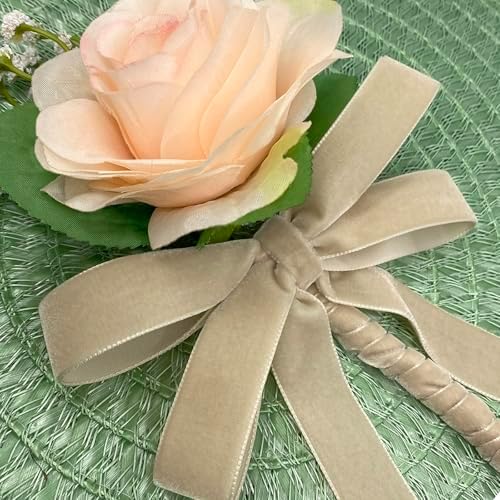 Morex Ribbon Nylon, 5/8 inch by 11 Yards, Blonde, Item 01215/10-602 Nylvalour Velvet Ribbon, 5/8" by 11 yd, - Image 2