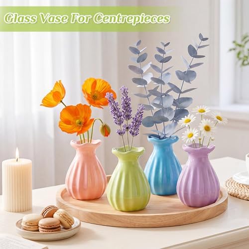 12 Pieces 3.5 Inch Glass Bud Vase Mini, Multicolor - Image 4