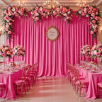 20x10ft Hot Pink Backdrop Curtain Panels for Parties - Wrinkle Free Polyester Photo Curtain Backdrop Wedding Back Drop Fabric Drapes for Party Decorations Background for Photography - Image 3