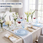 Rubtlamp 60Pcs Clear Blue Plastic Plates, Hammered Blue Plates, Clear Fancy Disposable Plates With Gold Rim Include 30 Dessert Plates, 30 Dinner Plates for Party - Image 5