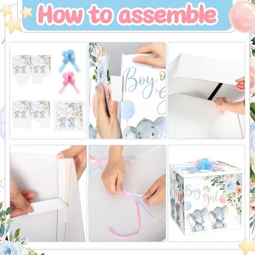 AmazingSpark 28in Giant Gender Reveal Gift Box Kit, Baby Elephant - Image 3