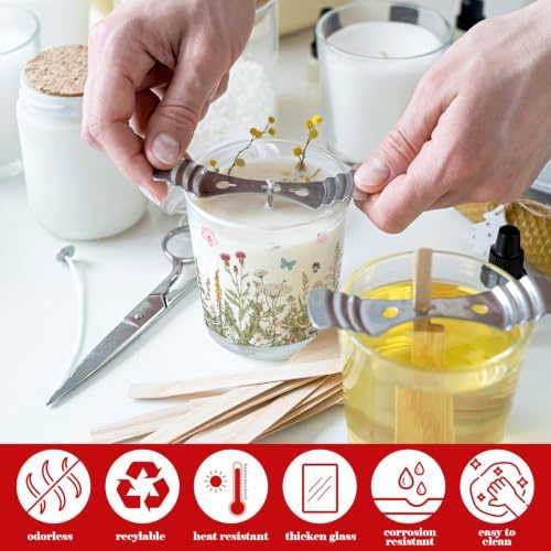 Whaline 12Pcs Wildflower Empty Candle Jar with Lid Floral Glass Container - Image 3