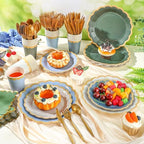 Mimorou 169 Pcs Dusty Blue and Sage Green Plates and Napkin Party Supplies - Image 2