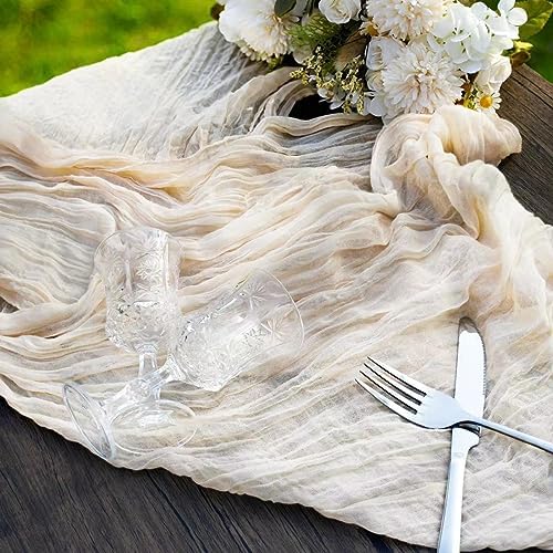 12 Pcs Sage Green Cheesecloth Table Runner 13ft Boho Gauze Cheesecloth Table Runner 160 inch Long for Christmas Wedding Bridal Baby Shower Birthday Table Decorations - Image 6