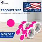 Perco Neon Pink Perforated Round Circle Dot Sticker 2-Inch Labels — 3 Rolls, 1,500 Stickers - Promo, Event & Gift Packaging Labels, High Visibility, Strong Adhesive - Made in USA - Image 2