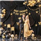 8 Panels Black Backdrop Curtain for Parties Wrinkle Free Black Photo Curtains Backdrop Drapes Fabric Decoration for Birthday Party Wedding 40ft(W) x 10ft(H) - Image 2