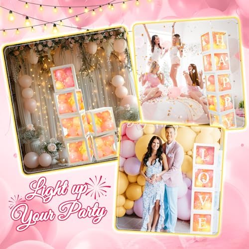 Ledido Transparent Balloon Boxes with 78 Letters Numbers Fairy Lights 6PCS - Image 5
