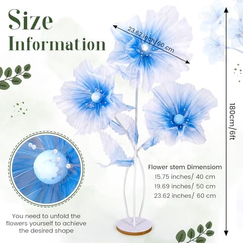Norme 6 ft Giant Silk Flower for Decoration with Stand Artificial Decor Big Silk Flowers for Wall Backdrop Photo Props Wedding Birthday Party Baby Shower Background Decor (Blue) - Image 2