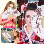 Roowest 50 Pcs Cherry Blossom Hand Paper Fans Chinoiserie Favor Kit Folding Chinese Japanese Retro Hand Fans with Organza Bag Summer Wedding Party Supplies Bridal Shower Gifts for Guests - Image 5