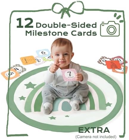 Little Dove Baby Play Gym Mat, Tummy Time Activity Mat with 7 Detachable Toys and 12 Milestone Cards for Stage-Based Sensory and Motor Skill Development, Washable Play Mats for Infant, Green - Image 6