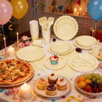 200Pcs Ivory Paper Plates and Napkins, 9’’and 7’’ Disposable Scalloped Cream Party Plates Cups Napkins Forks Set Party Supplies for Baby Shower Bridal Shower Birthday Party Decorations, Serves 40 - Image 6