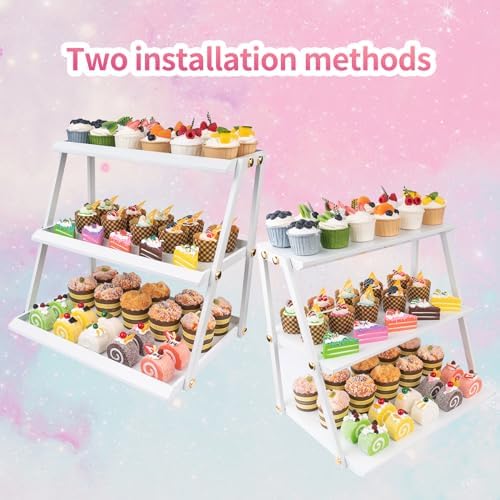 3-Tier white Metal Cupcake Stand, Multi Layer Dessert Display Serving Tray - Image 5