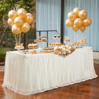 Wish Care 4 Pack Light Champagne Tulle Tablecloth for 6 Foot Rectangle Tables Ruffle Stretch Fitted Table Cloth Tutu Skirt Wrinkle Free Table Cover for Party Wedding Birthday Banquet Cake Tables Decor - Image 5