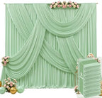 40ft x 15ft Sage Green Wrinkle Free Backdrop Curtains for Wedding Party Backdrops Curtain Drapes Fabric Decorations Photo Back Drop Cloth for Baby Shower Photography Stage Reception by Tao-GePartyDecorations