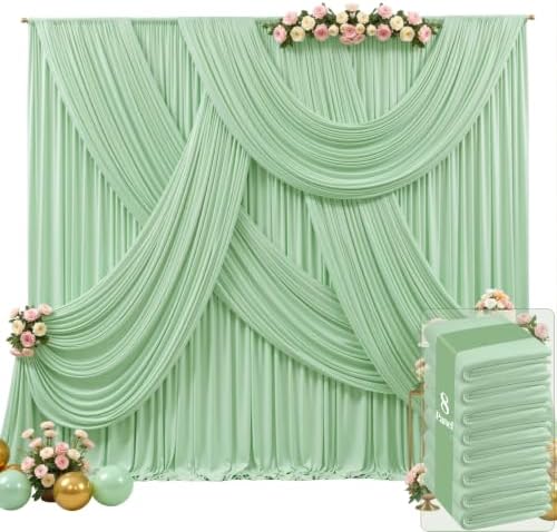 40ft x 15ft Sage Green Wrinkle Free Backdrop Curtains for Wedding Party Backdrops Curtain Drapes Fabric Decorations Photo Back Drop Cloth for Baby Shower Photography Stage Reception by Tao-GePartyDecorations