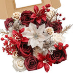 YYHUAWU Artificial Christmas Flowers Greenery Combo Box Set Faux Flowers Bulk Flower Leaf with Stems for DIY Tree Ornaments Xmas Wreath Floral Arrangements Centerpieces by YYHUAWU
