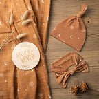 Miaoberry 100% Organic Cotton Baby Muslin Swaddle Blanket Set| Burnt Orange Boho Moon| Gender Neutral for Boys Girls|Moon Leaf| Hospital Newborn Receiving Blanket |Newborn Unisex - Image 2