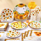 Pickmesh 400 Pcs Sunflower Party Supplies Paper Plates and Napkins Serve 50 - Image 6
