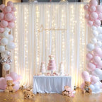 20ft x 10ft White Chiffon Backdrop Curtain with Lights String for Parties,4 Panels Sheer Tulle Curtain Wedding Backdrop for Baby Shower Birthday Party Ceremony Reception Home Decorations - Image 4