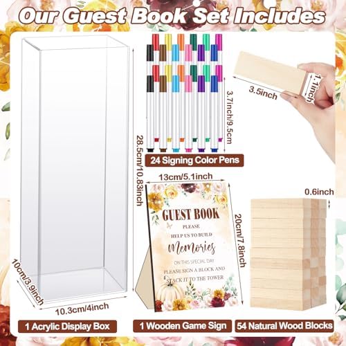 80 Wedding Guest Book Alternative tumbling tower Wooden Block, Pumpkin - Image 5