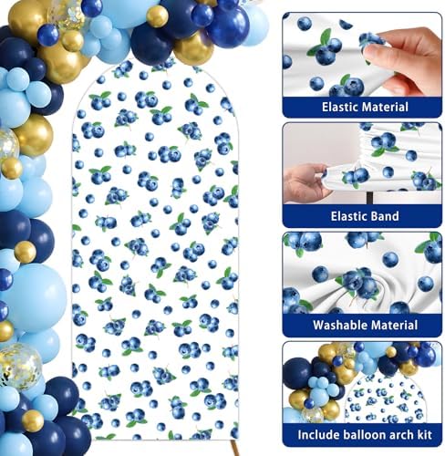 Blueberry Arch Backdrop Covers and Balloon Garland Arch Kit Blueberry Baby Shower Decorations 6ft Berry Sweet One Birthday Banner for Fruit Theme Birthday Party Decorations Bridal Shower Supplies - Image 6