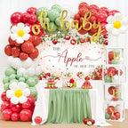 Costova Apple Baby Shower Decorations, Apple Of Our Eye Party Supplies with Balloon Boxes Red White & Green Balloons Apple Pattern Backdrop by Unknown