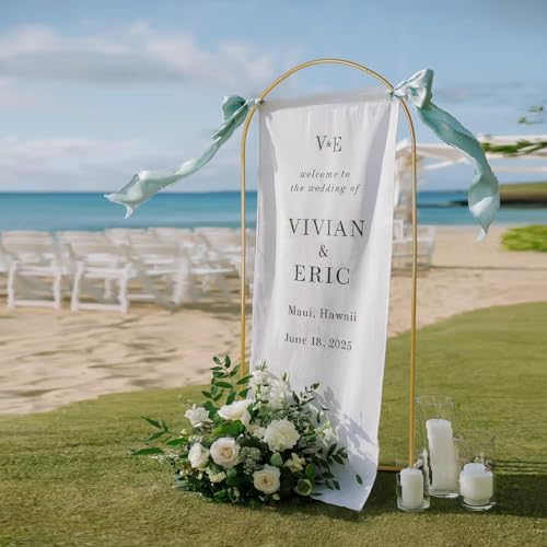 7.22 FT Wedding Arch Backdrop Stand, Balloon Arch for Ceremony, Wedding Birthday Baby Shower (Gold, Arched‑M) by LUUUUUCKY