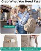 BAGSMART Baby Diaper Bag with Waterproof Pad, Pink - Image 2