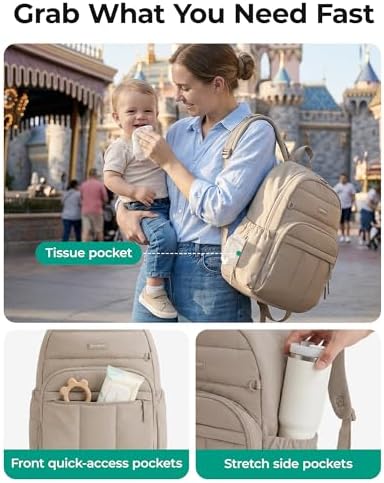 BAGSMART Baby Diaper Bag with Waterproof Pad, Black - Image 2