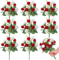 Zeyune 8 Pack 12 Inch Artificial Rose Bouquet, Red and White by Zeyune