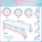Potchen 452 Pcs Boy or Girl Plates Napkins Party Supply, Blue Pink - Image 3